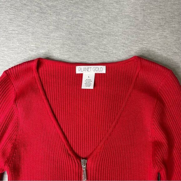 Macy’s Planet Gold Women’s Front Zip Ribbed Bodycon Dress - Picture 6 of 13